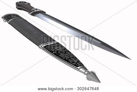Chechen Dagger - Weapon Of The Caucasus - 3d Illustration