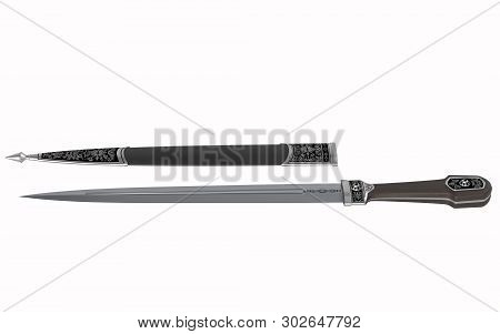 Chechen Dagger - Weapon Of The Caucasus - 3d Illustration