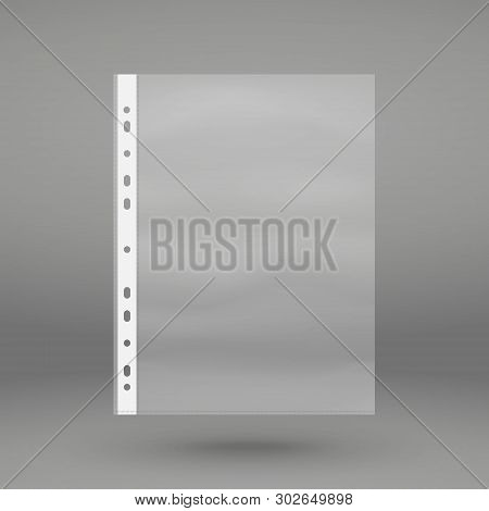Transparent Punched Pocket. Plastic Wallet. Sheet Protector. Perforated Document Bag