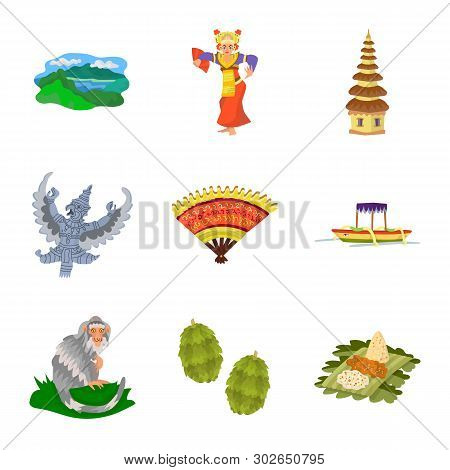 Vector Design Of Bali And Indonesia Sign. Set Of Bali And Caribbean Stock Vector Illustration.