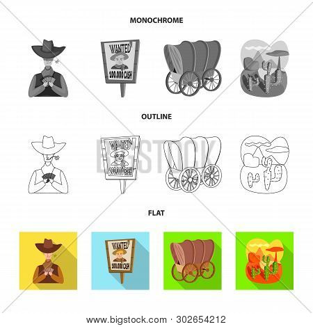 Isolated Object Of Texas And History Sign. Set Of Texas And Culture Stock Vector Illustration.