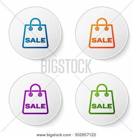 Color Shoping Bag With An Inscription Sale Icon Isolated On White Background. Handbag Sign. Woman Ba