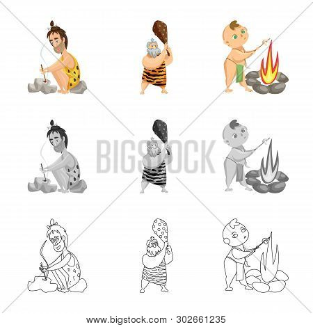 Vector Illustration Of Evolution  And Prehistory Symbol. Set Of Evolution  And Development  Stock Sy