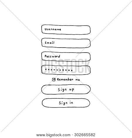 Vector Hand Drawn Input Fields For Sign In And Sign Up.