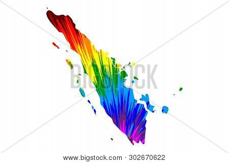 Sumatra - Map Is Designed Rainbow Abstract Colorful Pattern, Sumatra (republic Of Indonesia) Map Mad