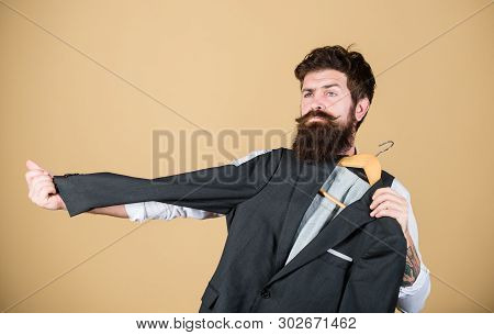Custom Made Suit. Man Bearded Fashion Couturier Tailor. Elegant Custom Suit. Tailoring And Clothes D