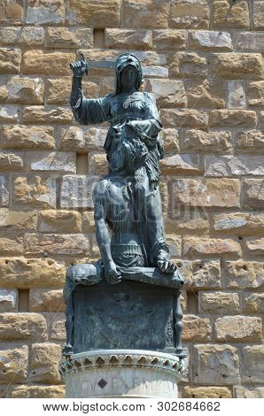 Florence, Italy 06.15.2015: The Statue Of Judith And Holofernes
