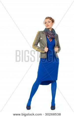 Smiling Woman With Lifted Hands