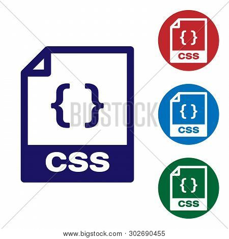 Blue Css File Document Icon. Download Css Button Icon Isolated On White Background. Css File Symbol.