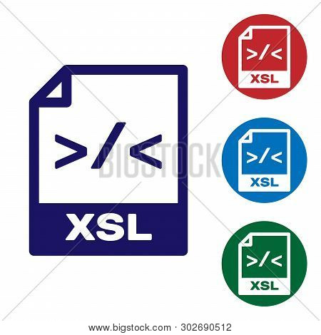 Blue Xsl File Document Icon. Download Xsl Button Icon Isolated On White Background. Excel File Symbo