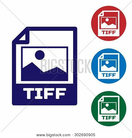 Blue Tiff File Document Icon. Download Tiff Button Icon Isolated On White Background. Tiff File Symb