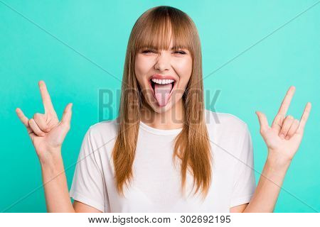 Close Up Photo Of Cute Charming Foolish Carefree Teen Attractive Have Rest Free Time Holiday Enjoy C