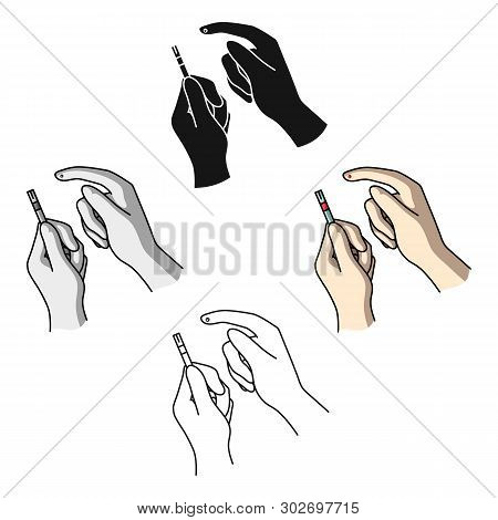 Test For Quick Measurement Of Blood Sugar On A Strip Of Paper.diabetes Single Icon In Cartoon, Black