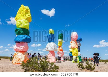 Las Vegas, Nevada, Usa - 12 May, 2019: Seven Magic Mountains Art Installation Near Las Vegas City. P