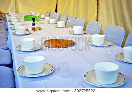 Special Event Tent In The Garden In Day