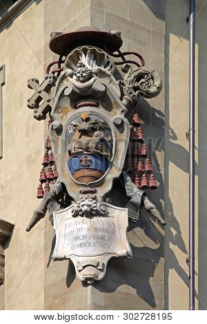 Florence, Italy - September 28, 2009: Archbishop Coat Of Arms In Firenze, Italy.