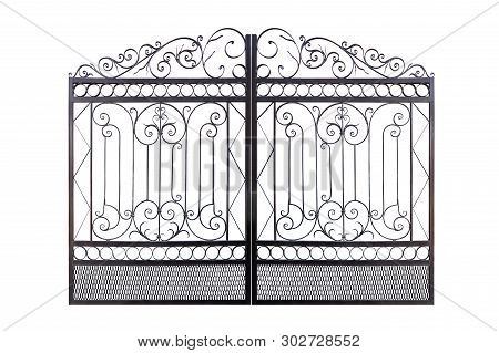 Forged Elegance Openwork Fence.  Isolated Over White Background.