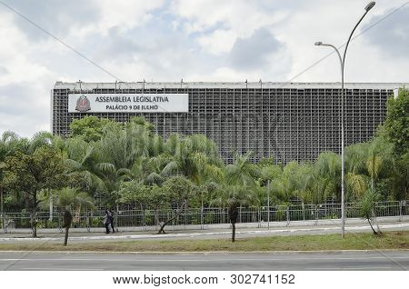 Sao Paulo Sp, Brazil - March 02, 2019: Building Of Alesp, Assembleia Legislativa Do Estado De Sao Pa