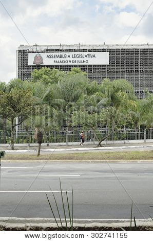 Sao Paulo Sp, Brazil - March 02, 2019: Building Of Alesp, Assembleia Legislativa Do Estado De Sao Pa