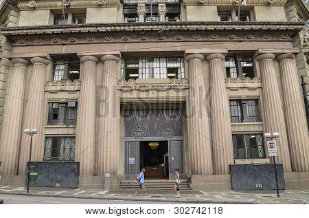 Sao Paulo Sp, Brazil - March 06, 2019: Building Of The Law Court Called Court Of Law Of The Sao Paul