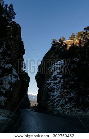 Highway Pass Through The Rocky Mountains Sinclair Canyon Near Radium Hot Springs Canada.