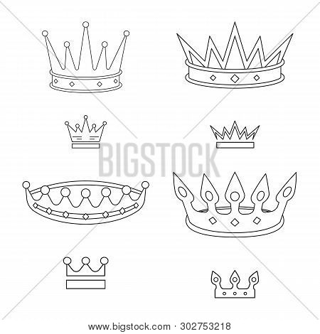 Vector Illustration Of Queen And Heraldic Logo. Set Of Queen And Vip Stock Vector Illustration.
