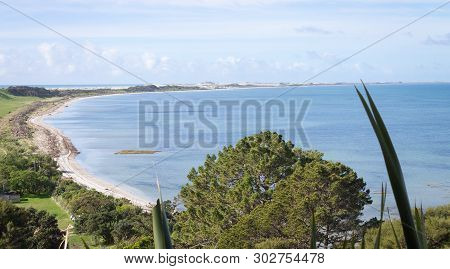 View From Puponga Hill Top Track Overlooking The Coastline Of Farewell Spit, Golden Bay, New Zealand