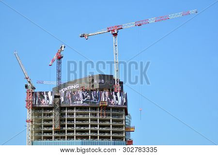 Warsaw, Poland. 10 April 2019. Construction Of The Warsaw Hub. The Warsaw Hub Will Comprise 75,000 S