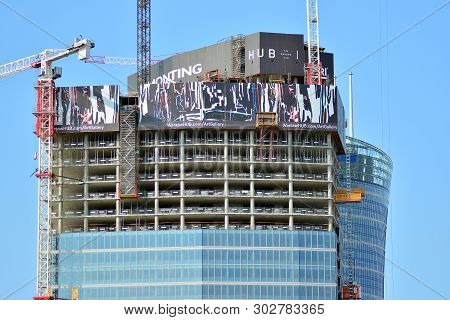 Warsaw, Poland. 10 April 2019. Construction Of The Warsaw Hub. The Warsaw Hub Will Comprise 75,000 S