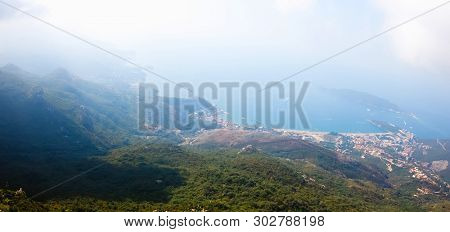 Montenegro, Rafailovici. The View On Sea Beach.