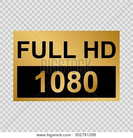 Golden Full Hd Label. Modern Technology Signs
