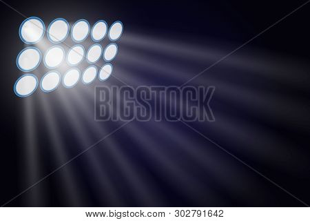 Illuminated By Searchlights. Stock Vector Illustration. . Template For Your Design