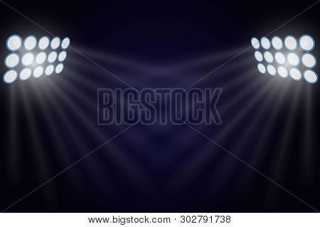 Illuminated By Searchlights. Stock Vector Illustration. . Template For Your Design