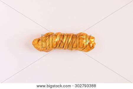 Golden Plasticine Soft Stretchable Texture. Anti-stress Toy For Kids Activities, Handmade, Fun.