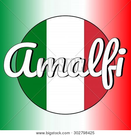 Round Button Icon Of National Flag Of Italy With Red, White And Green Colors And Inscription Of City