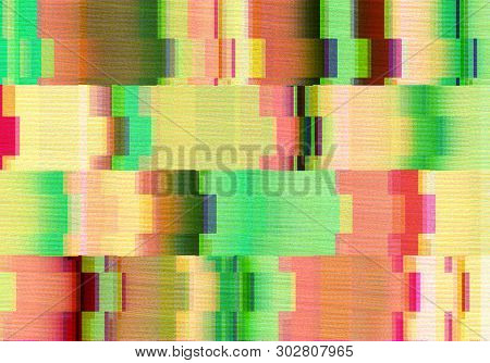 Abstract Background With Glitch And Screen Scanlines