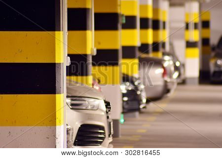 Underground Parking Garage Of A Modern Apartment Building