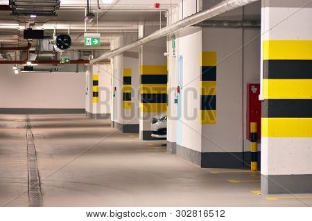 Underground Parking Garage Of A Modern Apartment Building