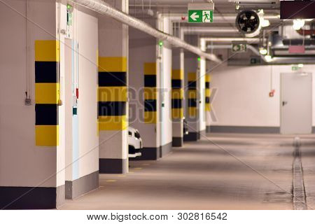 Underground Parking Garage Of A Modern Apartment Building