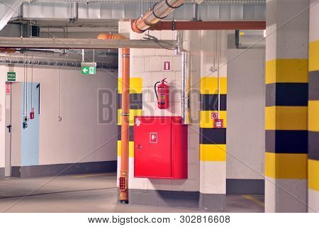 Underground Parking Garage Of A Modern Apartment Building