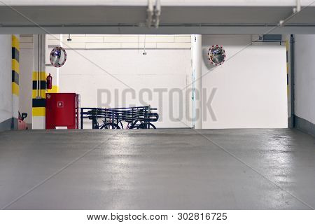 Underground Parking Garage Of A Modern Apartment Building