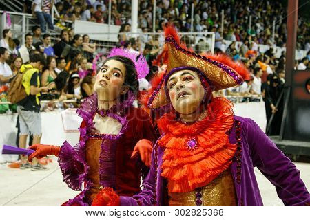 Gualeguaychu, Argentina - March 6 2011: Samba Dancers Appearing In The Carnival Parade One Of The Mo