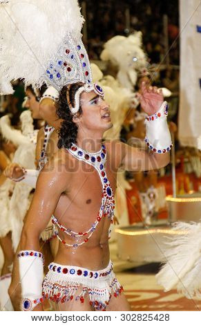 Gualeguaychu, Argentina - March 6 2011: Samba Dancers Appearing In The Carnival Parade One Of The Mo