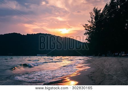 Sunset From Koh Rong Samloem Island, Cambodia.