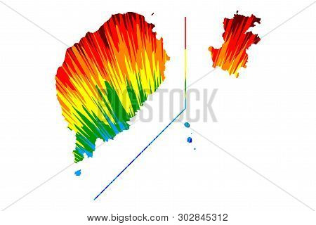 Sao Tome And Príncipe - Map Is Designed Rainbow Abstract Colorful Pattern, Democratic Republic Of Sa