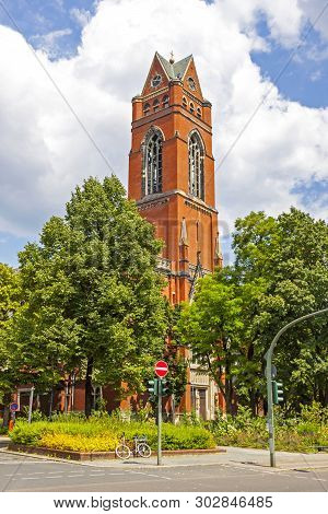 Catholic Church Of St. Matthias In Berlin, Germany. Stands In The Schoeneberg District On The Winter