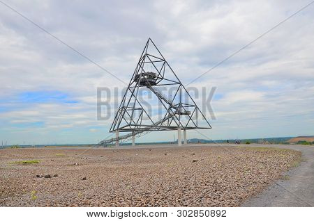 Bottrop, Germany - July 29th 2018: View Of Tetrahedron In German Bottrop. The Non Traditional Piece 