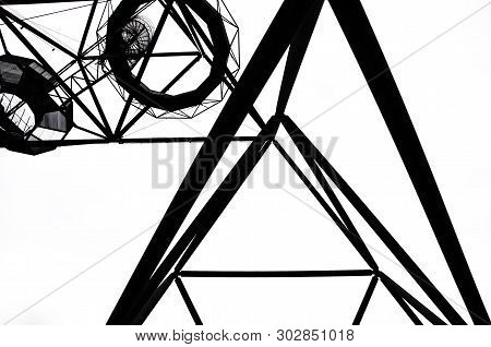 Beautiful Black And White Photography Of Steel Construction Of The Tetrahedron In German Bottrop Tak