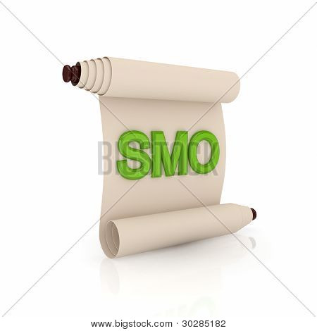 Antik kaydırma yeşil kelime SMO ile.