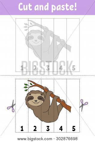 Learning Numbers. Cut And Play. Education Developing Worksheet. Game For Kids. Activity Page. Puzzle